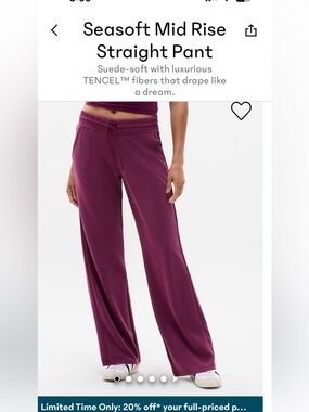 Petite Medium Athleta Burgundy sea soft mid-rise Pants washed and never worn PM